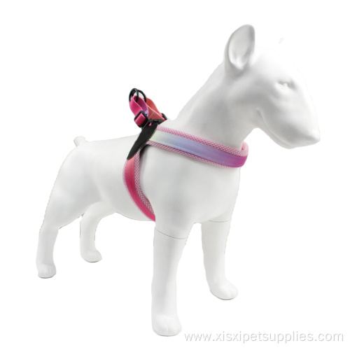 Pink-White Gradient Color Adjustable Mesh Dog Harness